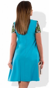 Голубое летнее платье с вышивкой размеры от XL ПБ-233, фото 2