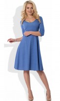 Голубое платье с рукавом три четверти Д-1074