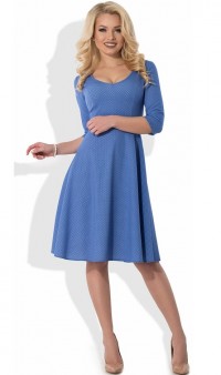 Голубое платье с рукавом три четверти Д-1074