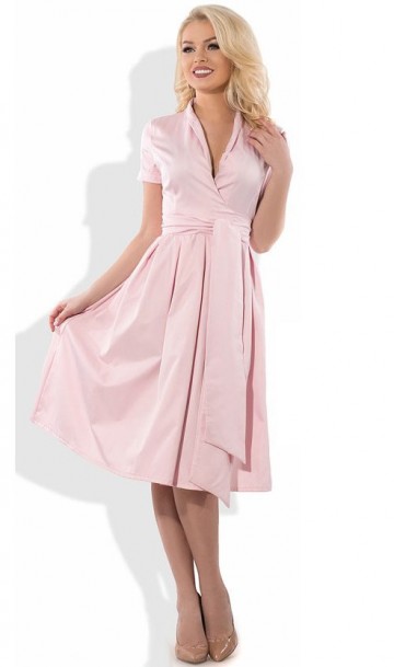 Красивое летнее платье на запах розовое Д-1115