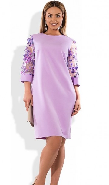 Красивое женское платье сиреневое размеры от XL ПБ-286, фото