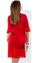 Красное платье мини с декором размеры от XL ПБ-257, фото 2