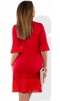 Красное платье мини с декором размеры от XL ПБ-257, фото 2