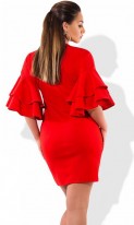 Красное платье женское мини размеры от XL ПБ-252, фото 2
