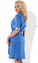 Легкое голубое платье с поясом Д-1075 фото 2