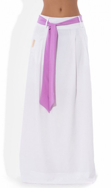 Летняя юбка макси белого цвета Л-194