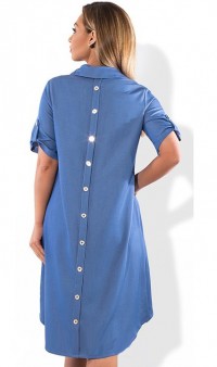 Модное платье из джинса синее размеры от XL ПБ-178, фото 2
