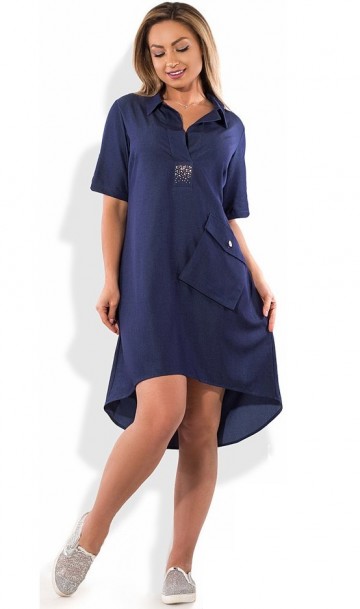 Модное платье на лето темно синее размеры от XL ПБ-179, фото
