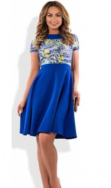 Модное женское платье синее размеры от XL ПБ-290, фото