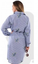 Платье рубашка из льна голубая с вышивкой размеры от XL ПБ-176, фото 2