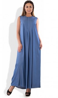 Платье туника макси голубая размеры от XL ПБ-141, фото