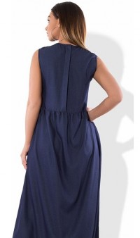 Платье туника макси синяя размеры от XL ПБ-139, фото 2