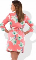 Платье женское мини персиковое с цветами размеры от XL ПБ-249, фото 2