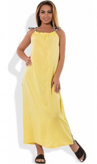 Желтое платье сарафан макси размеры от XL ПБ-238, фото