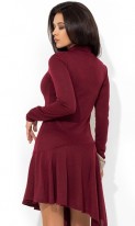 Бордовое платье с асимметричной юбкой-солнце Д-1269 фото 2