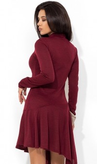 Бордовое платье с асимметричной юбкой-солнце Д-1269 фото 2