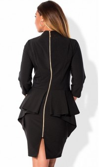 Деловое женское платье черное с баской размеры от XL ПБ-439, фото 2