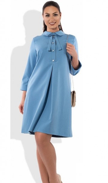 Деловое женское платье голубое размеры от XL ПБ-412, фото