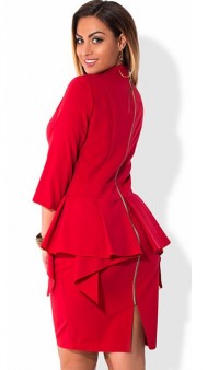 Деловое женское платье красное с баской размеры от XL ПБ-440, фото 2
