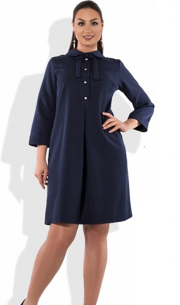 Деловое женское платье темно-синее размеры от XL ПБ-413, фото