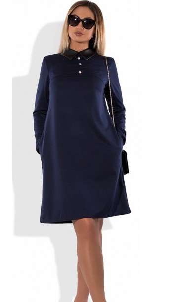 Деловое женское платье тесно синее размеры от XL ПБ-595, фото