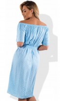 Голубое женское платье миди с открытыми плечами размеры от XL ПБ-559, фото 2