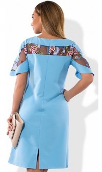 Голубое женское платье с вышивкой размеры от XL ПБ-436, фото 2