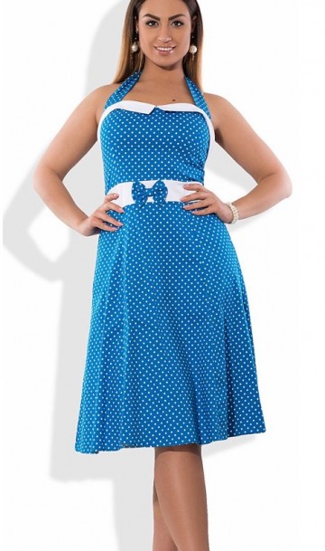 Голубое женское платье-сарафан на лето размеры от XL ПБ-366, фото