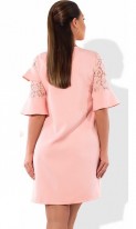 Коктейльное персиковое платье декор оборки размеры от XL ПБ-387, фото 22