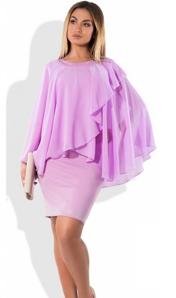 Коктейльное женское платье сиреневое размеры от XL ПБ-493, фото