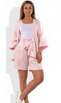 Костюм двойка жакет и шорты розовый размеры от XL 4271, фото
