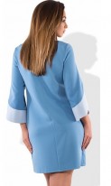 Красивое женское платье голубое с манжетами размеры от XL ПБ-377, фото 2