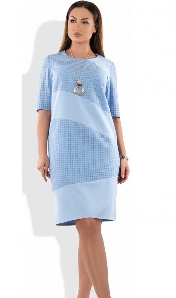 Красивое женское платье голубое с украшением размеры от XL ПБ-398, фото