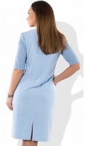 Красивое женское платье голубое с украшением размеры от XL ПБ-398, фото 2