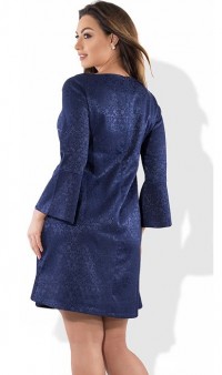 Красивое женское платье с брошкой темно-синее размеры от XL ПБ-480, фото 2