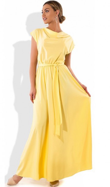 Красивое женское платье в пол желтое размеры от XL ПБ-343, фото