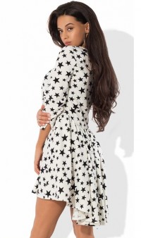 Модное белое платье со звездочками Д-1255 фото 2