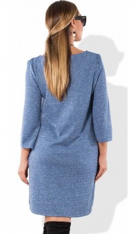 Модное женское платье из вязки с люрексом голубое размеры от XL ПБ-554, фото 2
