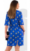 Нарядное платье женское синее с принтом размеры от XL ПБ-388, фото 2