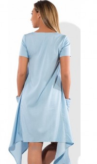 Платье из джинса голубое с ассимметричным подолом размеры от XL ПБ-520, фото 2