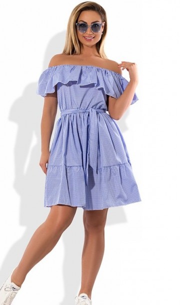 Платье сарафан на лето из коттона с оборками размеры от XL ПБ-590, фото