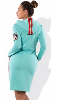 Платье толстовка в стиле поло ментоловое размеры от XL ПБ-392, фото 2