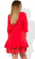 Платье женское красное с пышной оборкой снизу размеры от XL ПБ-537, фото 2
