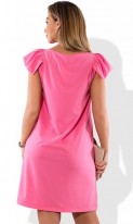 Розовое платье сарафан мини с рукавами крылышками размеры от XL ПБ-461, фото 2