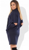 Синее платье с длинными митенками и шарфом обманкой размеры от XL ПБ-532, фото 2