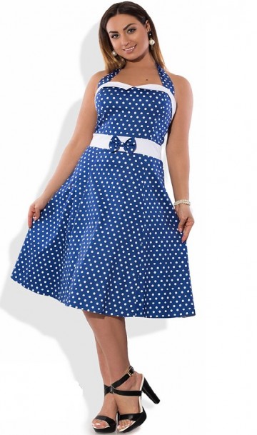 Синее женское платье-сарафан на лето размеры от XL ПБ-365, фото