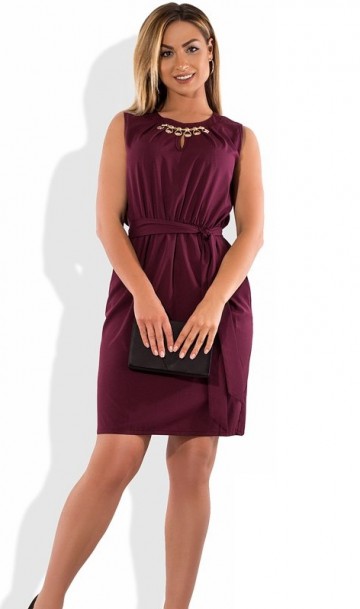Стильное женское платье мини цвета марсала размеры от XL ПБ-577, фото