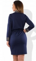 Темно-синее женское платье с манжетами размеры от XL ПБ-376, фото 2