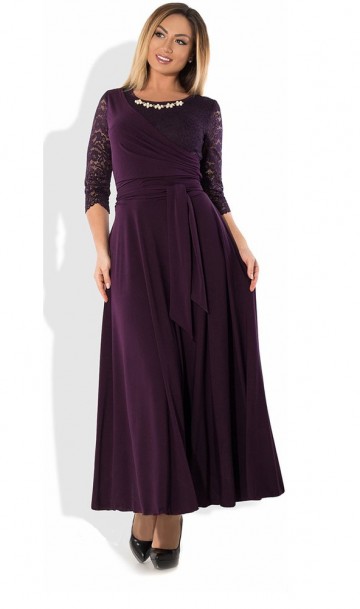 Вечернее платье макси темно-фиолетовое размеры от XL ПБ-401, фото