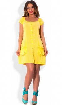 Желтое женское платье сарафан на лето размеры от XL ПБ-428, фото